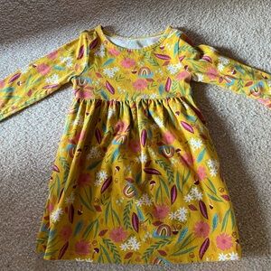 Wonder Nation Pre-Owned Toddler Girl’s Yellow Floral Dress Size 3T